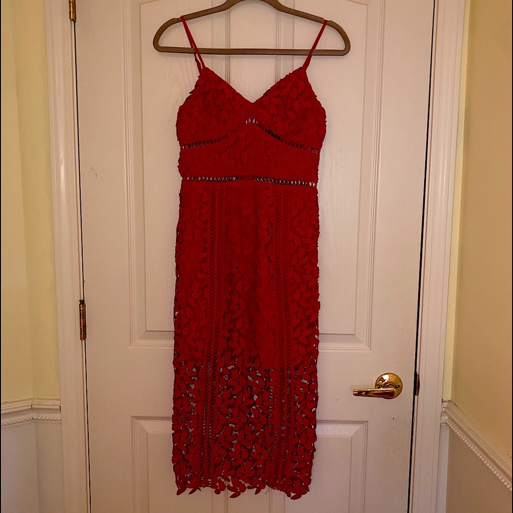 Bardot Roxy Lace Dress in Lipstick